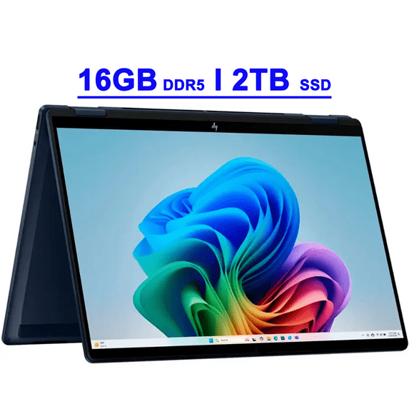 HP OmniBook X Flip 2-in-1 Laptop 14" WUXGA IPS Touch (400nits) Intel 8-core Ultra 5 226V (Up to 40 TOPS) 16GB RAM 2TB SSD For Creator Designer Business Professional Win11 ICP Hub /Copilot+ AI PC
