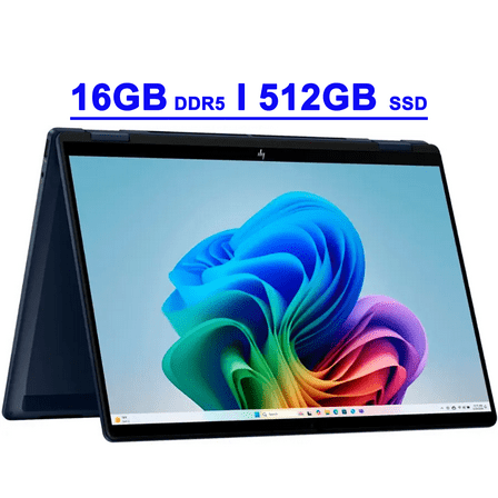 HP OmniBook X Flip 2-in-1 Laptop 14" WUXGA IPS Touch (400nits) Intel 8-core Ultra 5 226V (Up to 40 TOPS) 16GB RAM 512GB SSD For Creator Designer Business Professional Win11 ICP Hub /Copilot+ AI PC