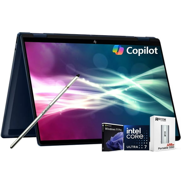 HP OmniBook X Flip 2-in-1 Touchscreen Laptop, 14" 2K AI Copilot+ PC, Intel Evo Platform 8-Core Ultra 7 258V(>Ultra 9 185H), 5MP IR Webcam, Backlit KB, W/Style & 128GB PSD, Win11 Home(16GB|1TB SSD)