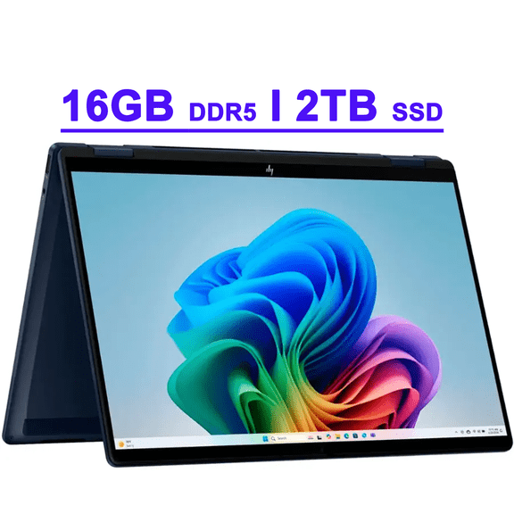 HP OmniBook X Flip Premium 2-in-1 Laptop 14" WUXGA IPS Touch (400nits) Intel 8-core Ultra 7 256V (Up to 47 TOPS) 16GB DDR5 2TB SSD Backlit Wi-Fi6E 5MP IR Privacy Camera Poly Studio Win11 Copilot+ AI