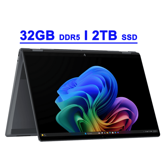 HP OmniBook X Flip Premium 2-in-1 Laptop 16" 3K OLED Touch (100% DCI-P3, 120Hz) Intel 8-core Ultra 9 288V (Up to 48 TOPS) 32GB DDR5 2TB SSD Backlit Wi-Fi6E 5MP IR HDR Camera Win11 Copilot+ AI