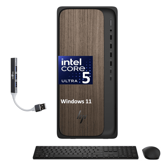 HP OmniDesk AI Desktop, Intel Core Ultra 5 225, 16GB DDR5, 512GB SSD, Win 11 Pro w/DKZ USB Hub