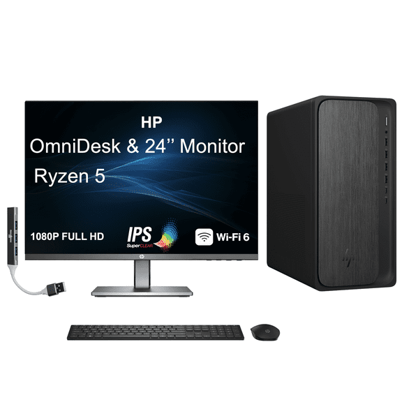 HP OmniDesk PC, 16GB RAM, 1TB SSD, w/usb port expander