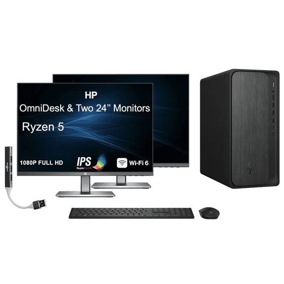 HP OmniDesk PC, 16GB RAM, 512GB SSD, w/usb port expander