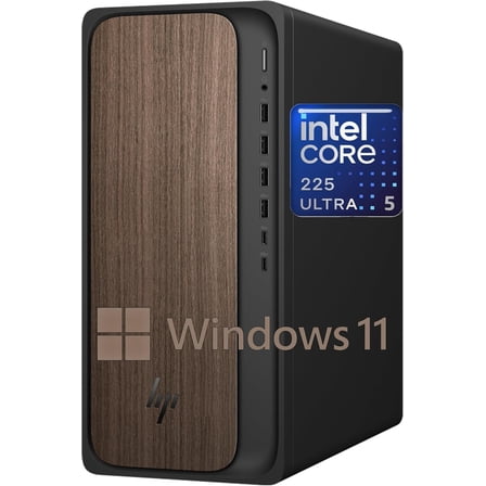 HP OmniDesk Desktop AI M03-0000t PC, Intel Core Ultra 5 225, 16 GB DDR5 RAM, 1 TB SSD,Intel Graphics, Windows 11 Home,Dark Wood, M03-0000t (2025)