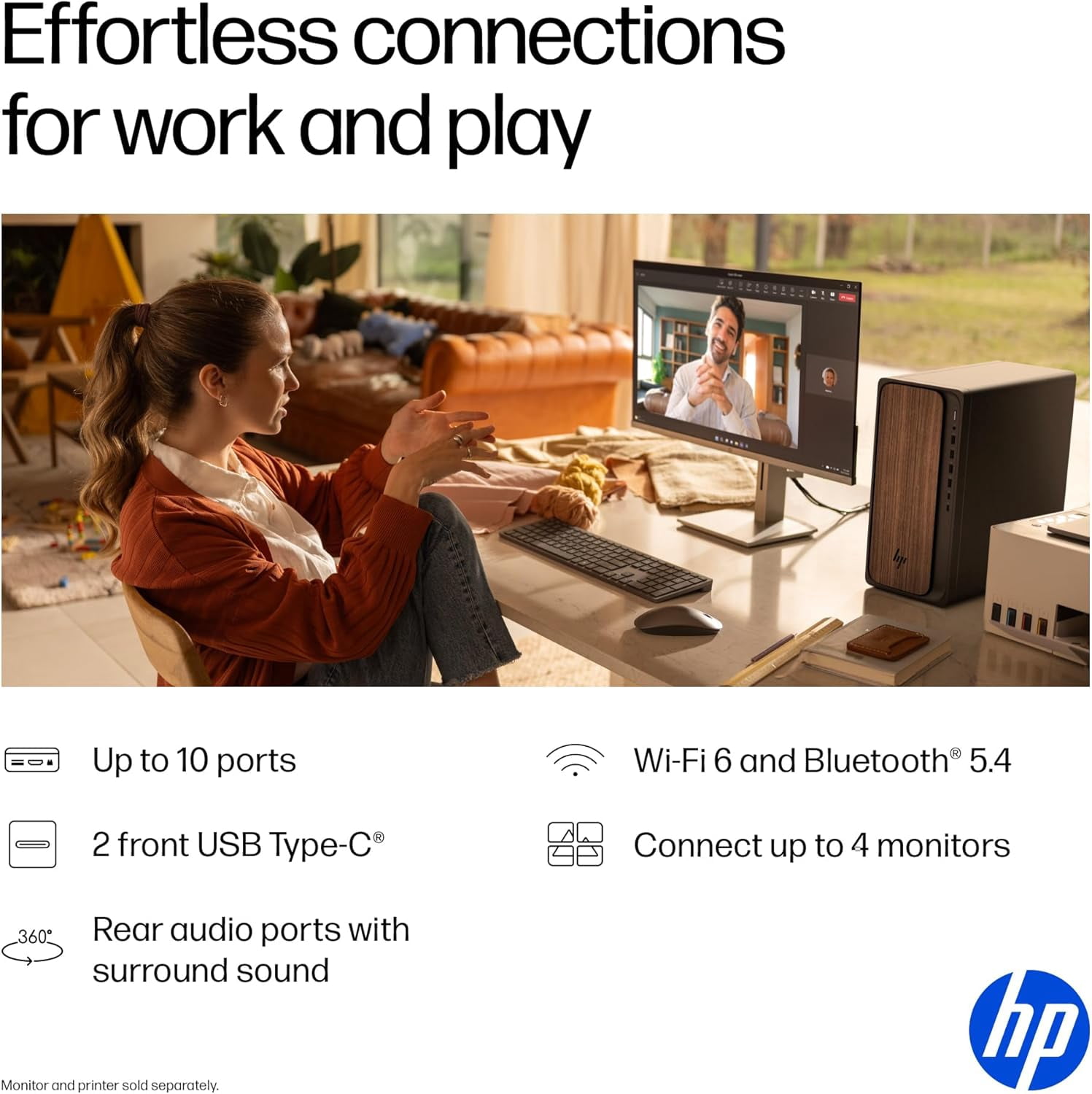 HP OmniDesk Desktop AI M03-0000t PC, Intel Core Ultra 9 285, 32 GB DDR5 ...