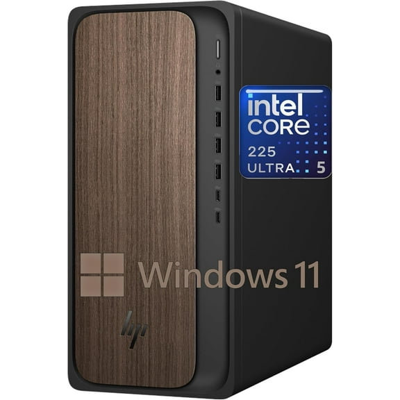 HP OmniDesk Desktop AI M03-0000t PC, Intel Core Ultra 5 225, 64 GB DDR5 RAM, 1 TB SSD,Intel Graphics, Windows 11 Home,Dark Wood, M03-0000t (2025)