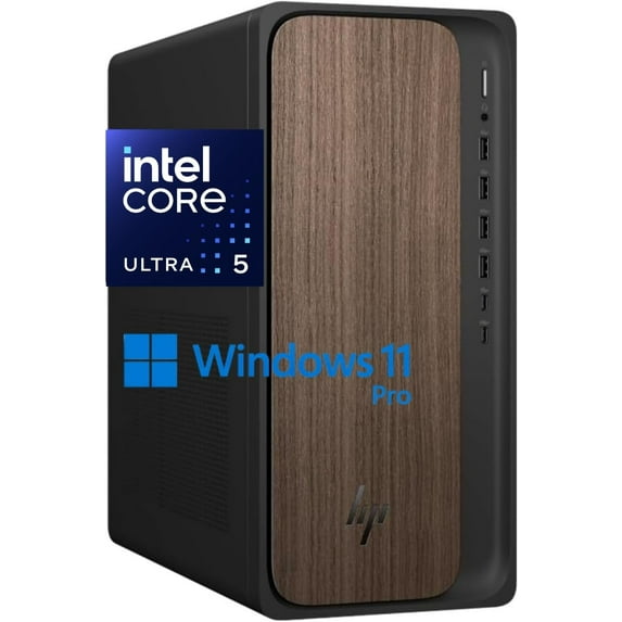 HP OmniDesk Desktop PC, Intel Core Ultra 5 225, 32 GB DDR5 RAM, 2 TB SSD, Intel AI Boost,Intel Graphics, Windows 11 Pro, Dark Wood, M03-0000t