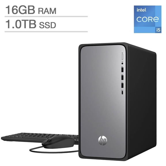 HP OmniDesk Desktop Tower Intel Core i5-14400 - Intel UHD Graphics 730 16GB Memory - 1TB SSD - Windows 11 Home