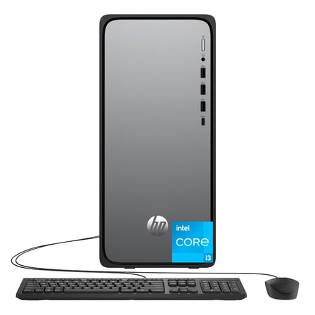 HP OmniDesk M02-0000i M02-0010 Desktop Computer,Intel Core i3 14th Gen i3-14100, 16 GB,1 TB SSD ,Tower, Meteor Silver, Jack Black , Intel Chip, Windows 11 Pro