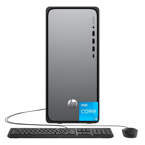 HP OmniDesk M02-0000i M02-0010 Desktop Computer,Intel Core i3 14th Gen i3-14100, 32 GB,512 GB SSD ,Tower, Meteor Silver, Jack Black , Intel Chip, Windows 11 Pro