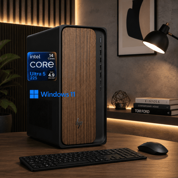 HP OmniDesk M03 Business Next Gen AI PC Desktop, Intel Core Ultra 5-225 Processor (10 Cores, Up to 4.9GHz) , 16GB DDR5 RAM, 512GB SSD, HDMI+DP Dual Monitor Support, USB-C, Wi-Fi 6E, Windows 11