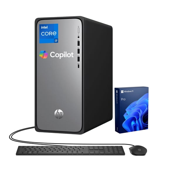 HP OmniDesk Premium Business Desktop, Intel Core i7-14700, 64GB DDR5, 2TB SSD, Wired KB & M, Wi-Fi 6, W11P, Copilot Ready, AI-Enhanced Performance, Black