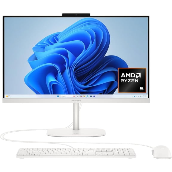 HP OmniStudio 23.8 inch All-in-One Desktop PC, FHD Display, AMD Ryzen 5 40, 8 GB RAM, 512 GB SSD, AMD Radeon Graphics, Windows 11 Home, Cotton White, 24-cv0002 (2026)