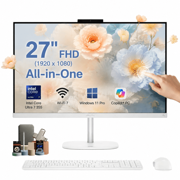 HP OmniStudio 27 All-in-One Touch PC, Intel Core Ultra 7 355U, 16GB DDR5 RAM, 1TB SSD, 27" FHD IPS Touch Screen, Wi-Fi 7, Bluetooth 6.0, Windows 11 Pro