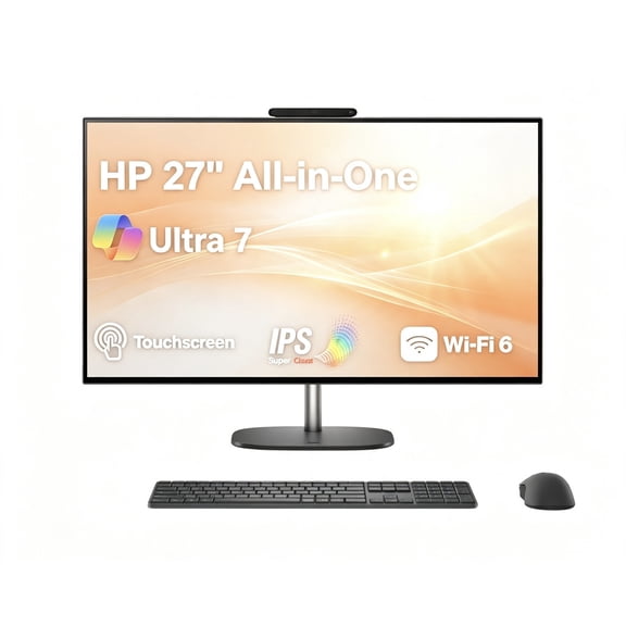 HP OmniStudio 27" FHD Touchscreen All-in-One Desktop Computer, Intel Core Ultra 7 355U (Beats Intel i7-1355U), 16GB RAM, 512GB SSD, Wireless Mouse & Keyboard, Windows 11 Home