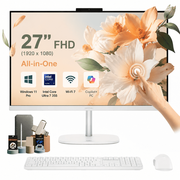 HP OmniStudio 27" Touchscreen All-in-One PC, Intel Core Ultra 7 355U, 16GB DDR5, 1TB SSD, 27-inch FHD IPS Display, Wi-Fi 7, Bluetooth 6.0, Windows 11 Pro
