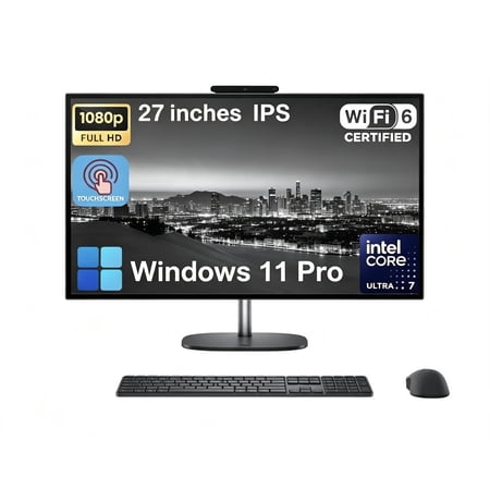 HP OmniStudio 27" inch FHD Touchscreen All-in-One Desktop Computer, Intel Core Ultra 7 355U, 16GB RAM, 512GB SSD, Intel Graphics, Wireless Mouse & Keyboard, Wi-Fi 6, Windows 11 Pro
