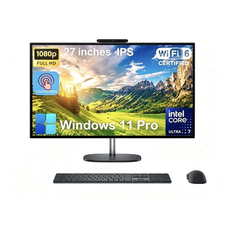 HP OmniStudio 27" inch FHD Touchscreen All-in-One Desktop Computer, Intel Core Ultra 7 355U, 32GB RAM, 1TB SSD, Intel Graphics, Wireless Mouse & Keyboard, Wi-Fi 6, Windows 11 Pro