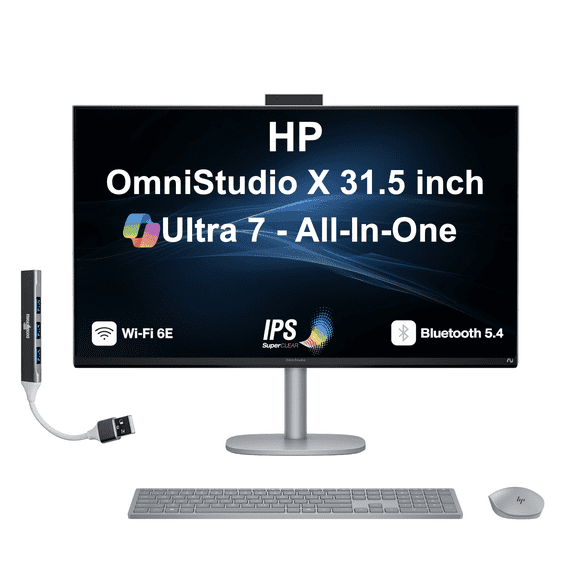 HP OmniStudio X 31.5 4K Ultra 7-256V 16GB DDR5 1TB SSD AIO Win11H w/Hub
