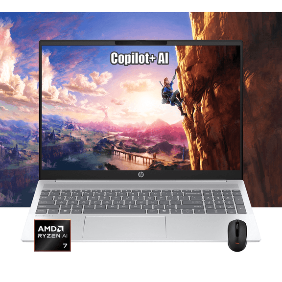 HP Omnibook 5 16" 2K Laptop - AMD Ryzen AI 7 350 Beat i9-10880H -16GB LPDDR5xRAM - 512GB SSD - Backlit keyboard - FHD Camera - Win 11 Home - Business School College - w/Accessories