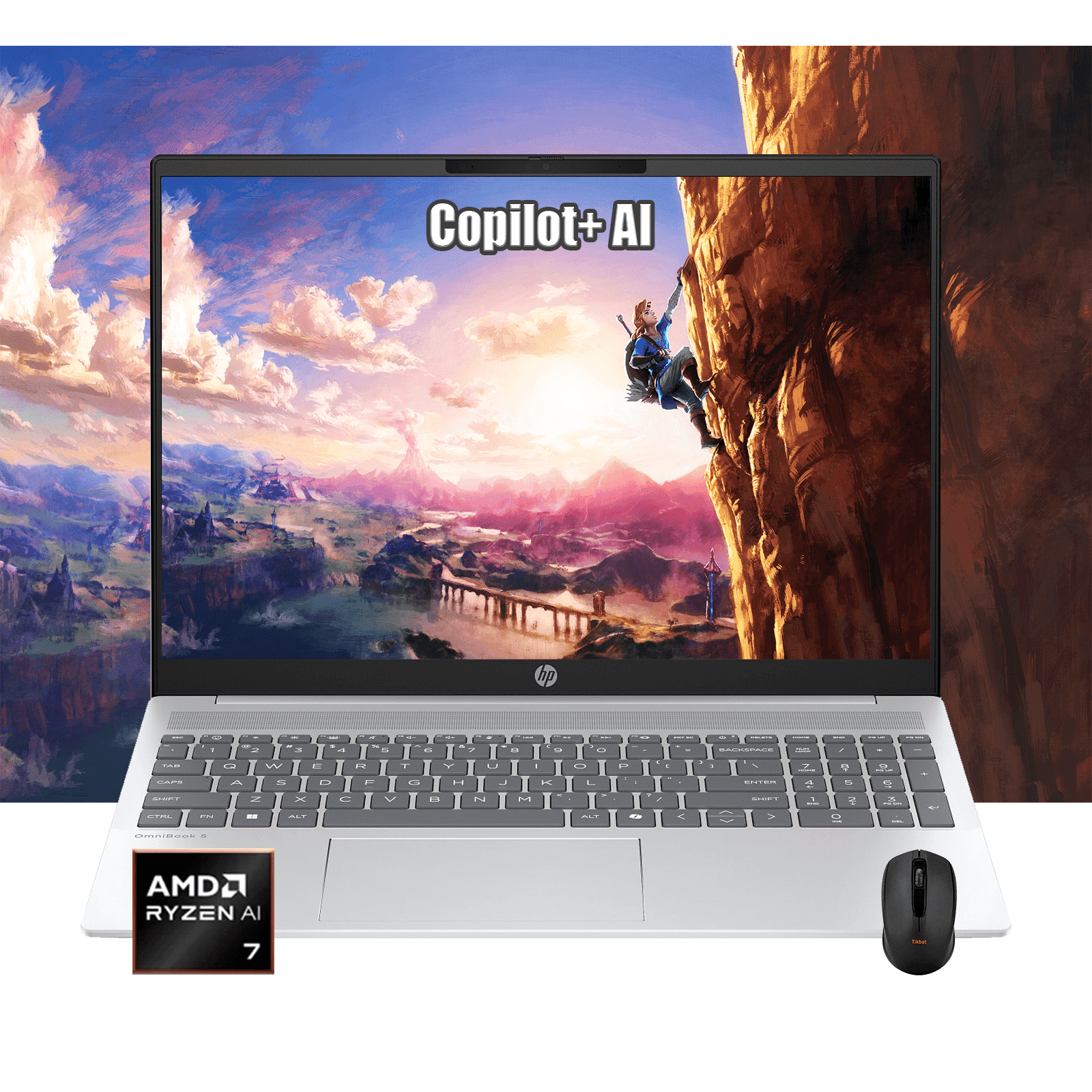 HP Omnibook 5 16" 2K Laptop - AMD Ryzen AI 7 350 Beat i9-10880H -16GB LPDDR5xRAM - 512GB SSD - Backlit keyboard - FHD Camera - Win 11 Home - Business School College - w/Accessories