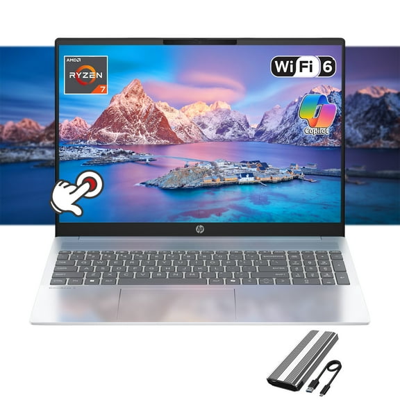 HP Omnibook 5 16" AI Laptop - AMD Ryzen AI 7 (50 TOPS) - CoPilot+ PC - 2K (1920 x 1200) Touchscreen - 16GB Memory - 2TB SSD – Windows 11 – 128GB Portable SSD