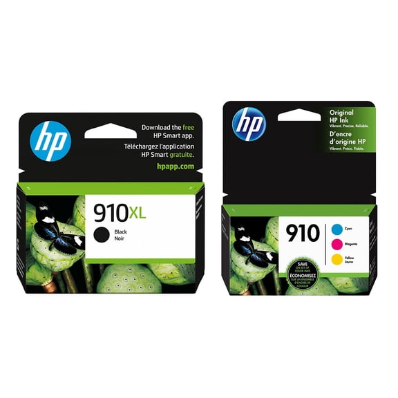 HP Original 4-Color Ink Cartridge Bundle with 910XL Black and 910 Cyan/Magenta/Yellow Cartridge