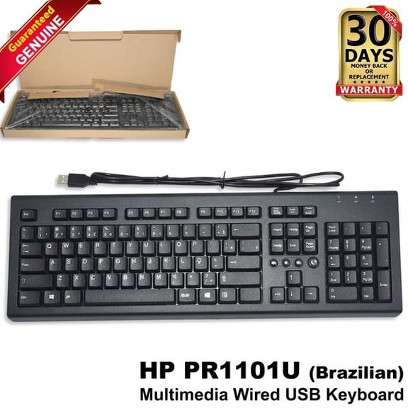 HP PR1101U USB Wired Keyboard ABNT2 Brazilian 697737-202