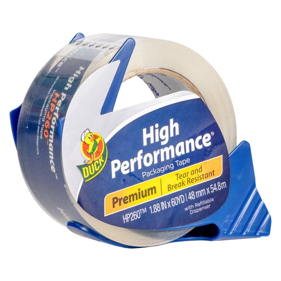 Duck High Performance Packing Tape with Dispenser, 1.88 in. x 60 yd., Clear