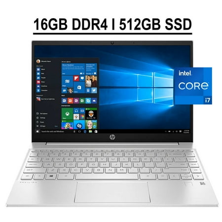 HP Pavilion 13 Business Laptop 13.3" UHD 4K IPS Display 11th Gen Intel Quad-Core i7-1165G7 16GB DDR4 512GB SSD Intel Iris Xe Graphics Backlit Keyboard Fingerprint HDMI Win10 Silver