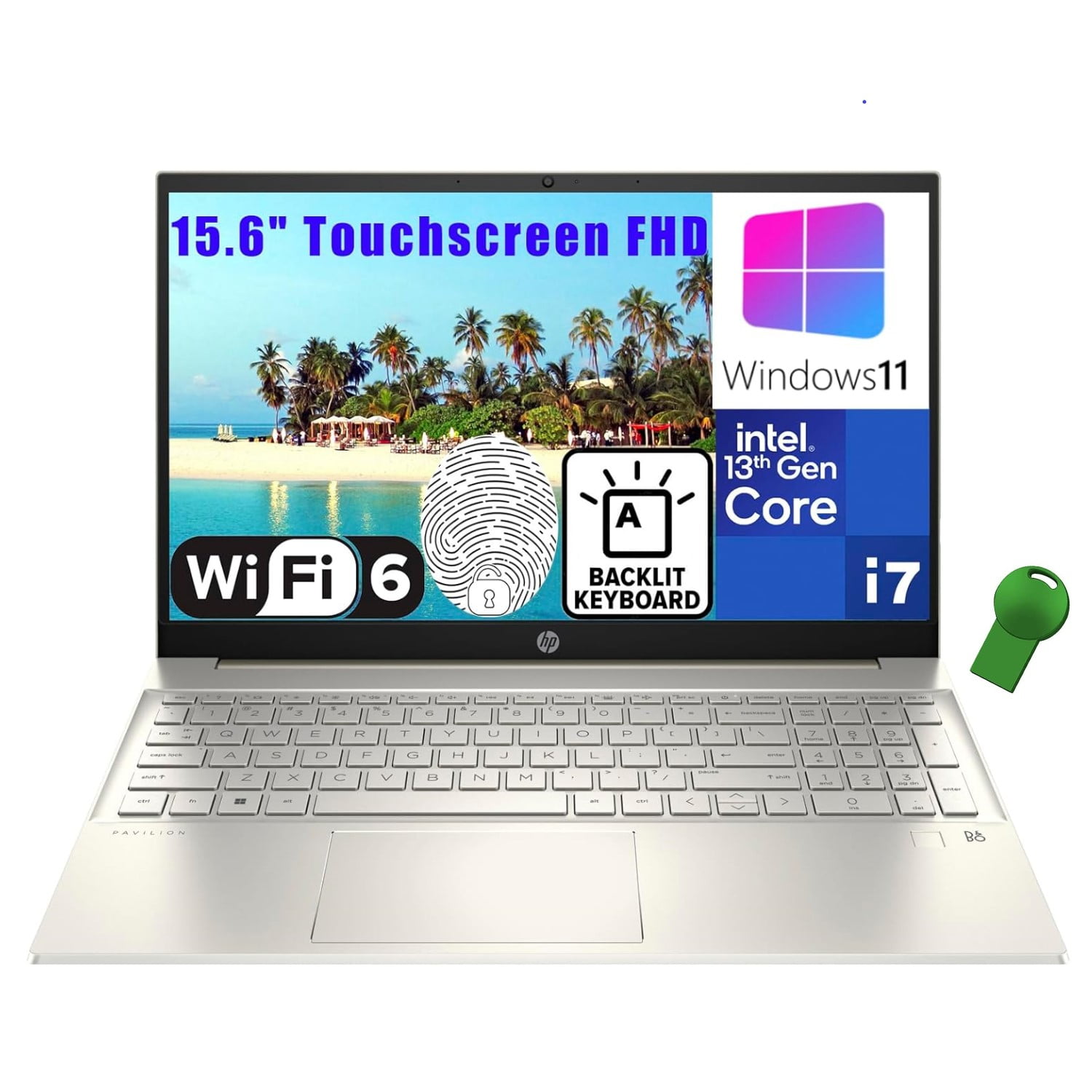 HP Pavilion 15 Touchscreen Laptop, 13th Gen Intel i7, 64GB RAM