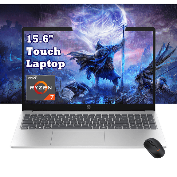 HP Pavilion 15.6" FHD Touchscreen Business Laptop, AMD Ryzen 7 7730U, 16GB RAM, 512GB PCIe SSD, Numeric Keypad, Webcam, Wi-Fi 6, HDMI, Windows 11, W/Mouse