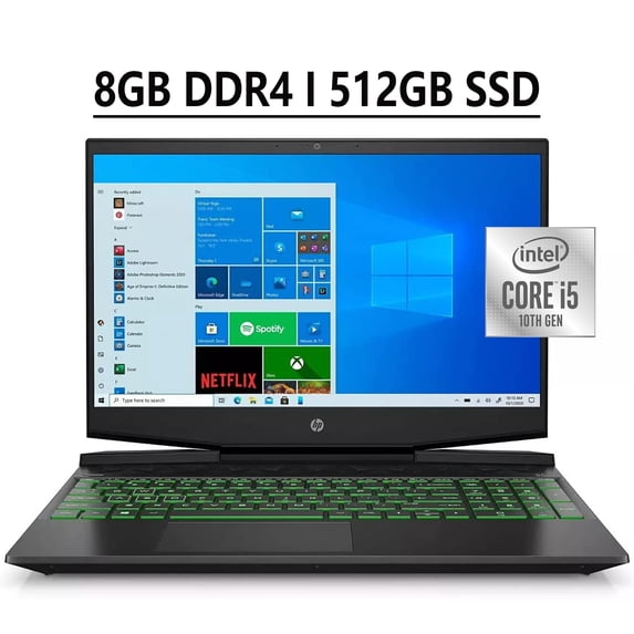 HP Pavilion 15 Gaming Laptop 15.6" FHD IPS Anti-glare Display 10th Gen Intel Quad-Core i5-10300H 8GB DDR4 512GB SSD GeForce GTX 1650 4GB Backlit Keyboard B&O Audio HDMI USB-C WiFi Webcam Win10 Black