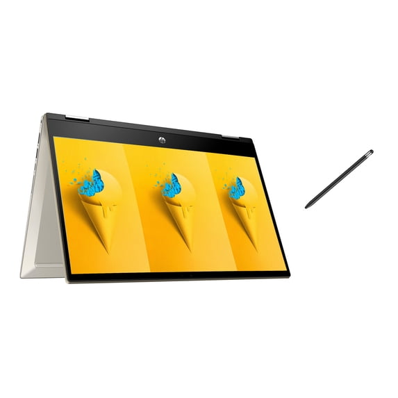 HP Pavilion 2-in-1 Convertible Business Laptop, 14'' FHD Touchscreen, Core i5-1155G7, Intel Iris Xe, 8GB RAM, 512GB SSD, Fingerprint, Bluetooth, Wi-Fi, Windows 11 Home, Gold, with 5ave Stylus Pen
