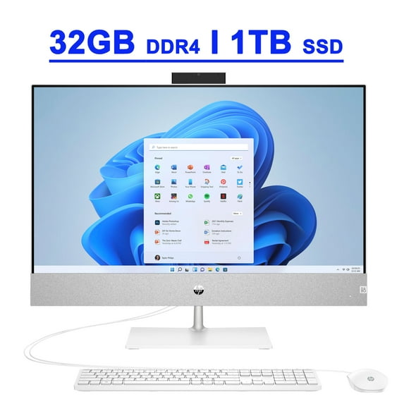 HP Pavilion 27 Premium All-in-One Desktop Computer 27" FHD IPS Anti-glare (72% NTSC) AMD Ryzen 5000 Series Quad-Core Ryzen 3 5425U Processor 32GB DDR4 1TB SSD HDMI Pop-up Privacy Camera Win11
