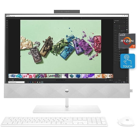 HP Pavilion 27 Touch Desktop 8TB SSD 64GB RAM Extreme (AMD Ryzen 7 Processor with 8 Cores and Max Boost 4.30GHz, 64 GB RAM, 8 TB SSD, 27-inch FullHD IPS Touchscreen, Win 10) PC Computer All-in-One