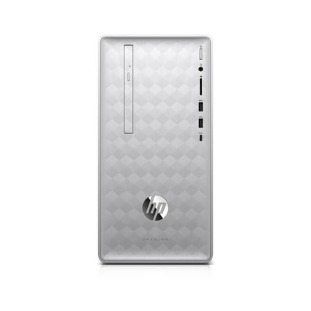 HP Pavilion 590-P0020 Natural Silver Desktop Tower, AMD Ryzen3-2200G Processor, 4GB Memory, 1TB Hard Drive, , AMD UMA Graphics, Keyboard and Mouse, Windows 10, DVD