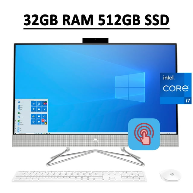 HP Pavilion All-in-One 27 Desktop Computer 27" FHD IPS Touchscreen (72% NTSC) 11th Gen Intel Quad-Core i7-1165G7 32GB RAM 512GB SSD Intel Iris Xe Graphics HDMI WiFi5 Bluetooth Webcam Win10 Silver