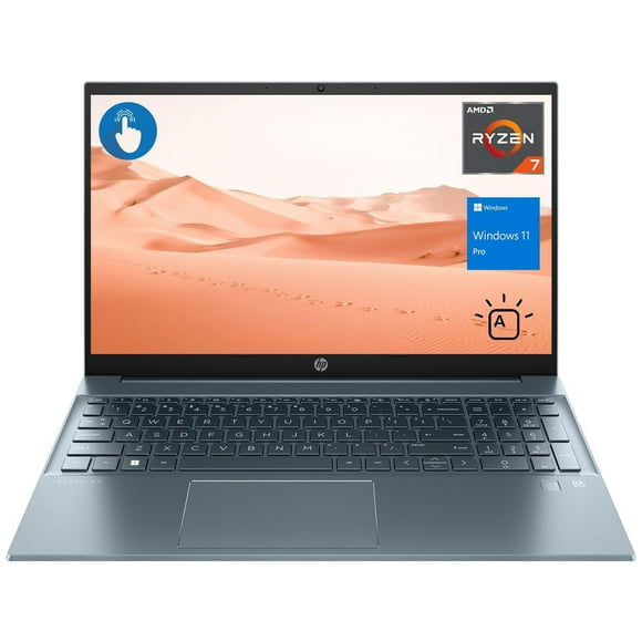 HP Pavilion Business Laptop, 15.6" FHD Touchscreen, AMD Ryzen 7 7730U, 32GB RAM, 1TB SSD, Backlit Keyboard, Fingerprint Reader, Wi-Fi 6, Windows 11 Pro, Blue