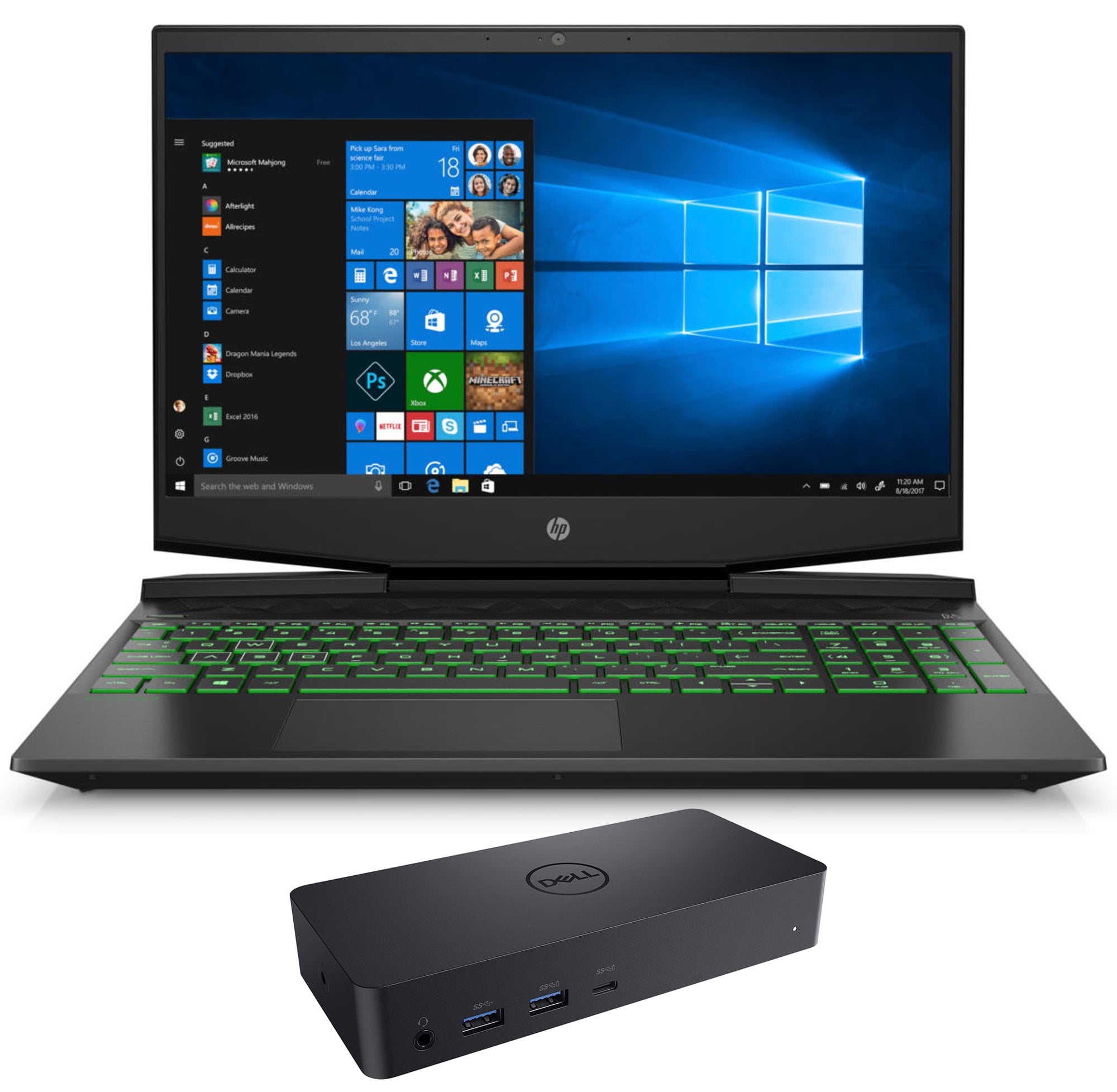 HP Pavilion Gaming 15t-dk200 Gaming & Entertainment Laptop (Intel i7-11370H 4-Core, 15.6" 144Hz Full HD (1920x1080), Nvidia RTX 3050, 16GB RAM, 2TB PCIe SSD, Win 11 Pro) with D6000 Dock