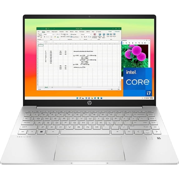 HP Pavilion Plus 14 inch Laptop, 2.8K OLED Display, 13th Generation Intel Core i7, 16 GB RAM, 1 TB SSD, NVIDIA GeForce RTX 2050 Graphics, Windows 11 Pro, 14-eh1299nr (2023)