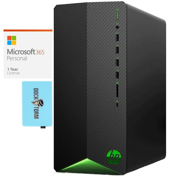 HP Pavilion TG01 Gaming/Entertainment Desktop PC (AMD Ryzen 7 5700G 8-Core, NVIDIA RTX 3060, 64GB RAM, 2TB SATA SSD, Win 11 Home) with Microsoft 365 Personal , Dockztorm Hub