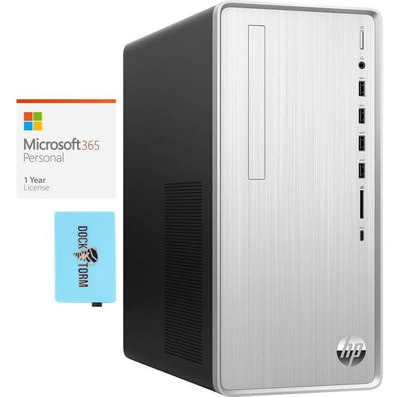 HP Pavilion TP01-2032 Home & Business Desktop (AMD Ryzen 3 5300G 4-Core, AMD Radeon, 16GB RAM, 2TB PCIe SSD, Wifi, USB 3.2, HDMI, Bluetooth, SD Card, Win 11 Home) with Microsoft 365 Personal , Hub
