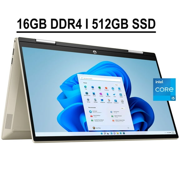 HP Pavilion X360 14 2-in-1 Business Laptop 14" Diagonal FHD IPS Touchscreen 11th Gen Intel Quad-Core i5-1155G7 16GB DDR4 512GB SSD Intel Iris Xe Graphics Backlit KB Fingerprint HDMI B&O Win11 Gold