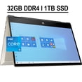 thumbnail image 1 of HP Pavilion X360 14 2-in-1 Business Laptop 14" FHD IPS Touchscreen 11th Gen Intel Quad-Core i5-1135G7 32GB DDR4 1TB SSD Intel Iris Xe Graphics Backlit Keyboard Fingerprint Reader HDMI Win10 Gold, 1 of 6