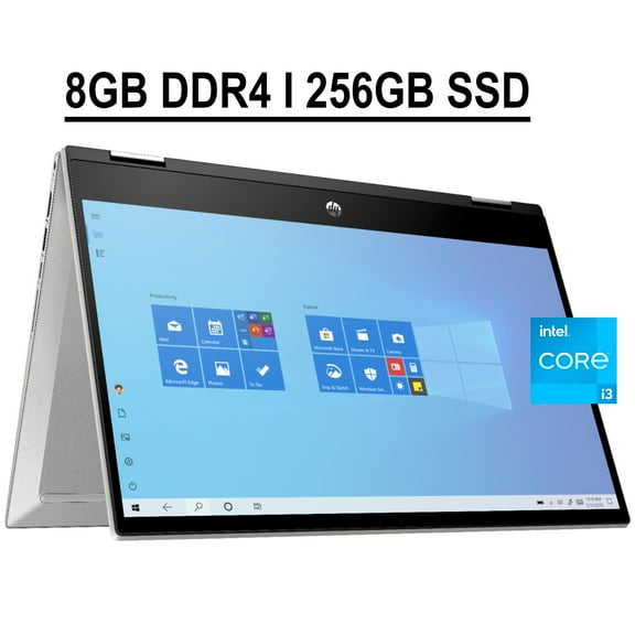 HP Pavilion X360 2-in-1 14 Business Laptop 14" HD Anti-glare Touchscreen 11th Gen Intel Core i3-1115G4 8GB DDR4 256GB SSD Intel UHD Graphics HDMI USB-C B&O Audio HD Webcam Win 10 Silver
