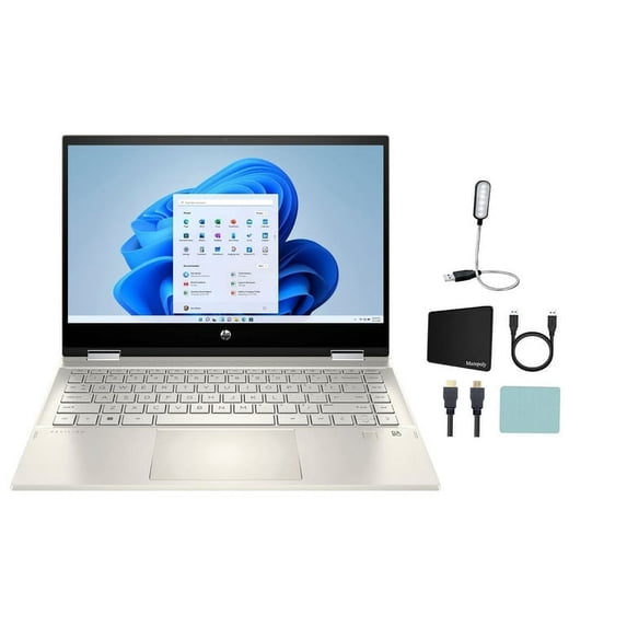 HP Pavilion X360 2-in-1 14" FHD IPS Touch-Screen Laptop Computer, Intel 11th Generation Core i5-1135G7, 12GB Memory, 256GB NVMe SSD, Windows 11 Home, Warm Gold + Mazepoly Accessories