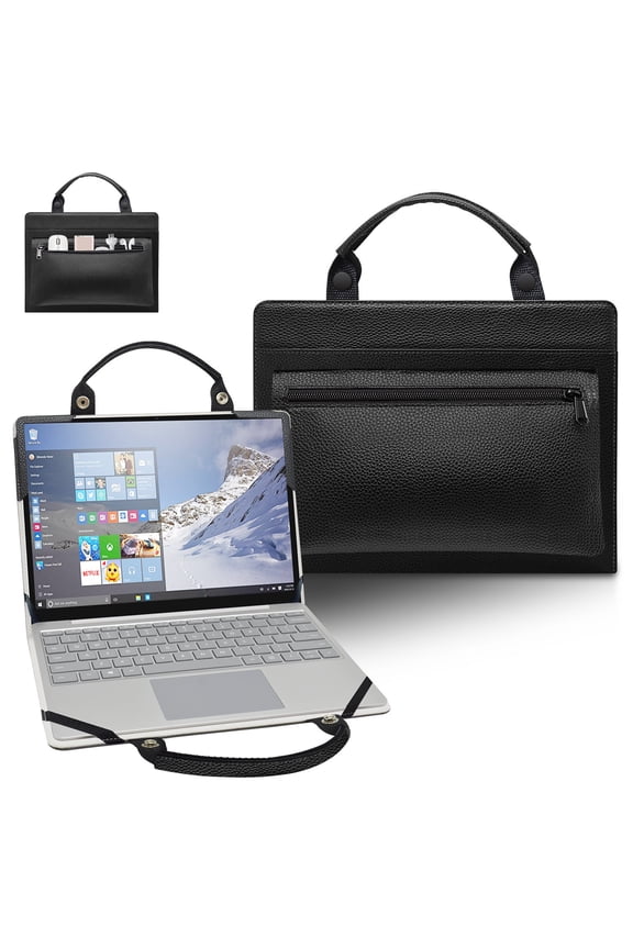HP Pavilion x360 14 14-dyXXXX Laptop Sleeve, Leather Laptop Case for HP Pavilion x360 14 14-dyXXXX with Accessories Bag Handle (Black)