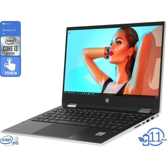 HP Pavilion x360 2-in-1, 14" HD Touch Display, Intel Core i3-1115G4 Upto 4.1GHz, 8GB RAM, 512GB NVMe SSD, HDMI, DisplayPort via USB-C, Card Reader, Wi-Fi, Bluetooth, Windows 10 Pro S